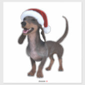 サンタ帽をかぶったホリデー仕様のダックスフント シール (シート)