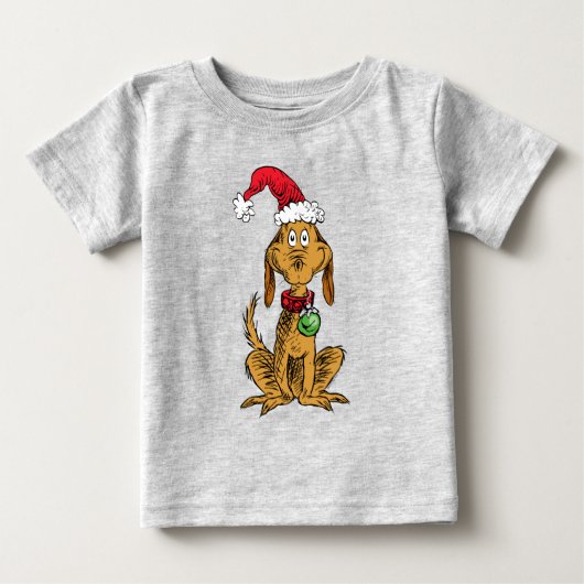 サンタ帽をかぶったマックス ベビーTシャツ (正面)