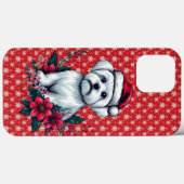 サンタ帽をかぶったマルチーズのクリスマス犬 Case-Mate iPhoneケース (裏面 (横))
