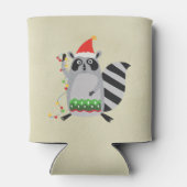 サンタ帽をかぶったラクーンがクリスマス灯に絡まった 缶クーラー (裏面)