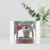 サンタ帽をかぶったリス シーズンポストカード (スタンド正面)