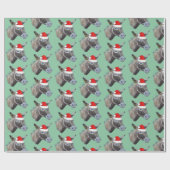 サンタ帽をかぶったロバの愛 ラッピングペーパー (フラット)