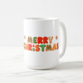 サンタ帽をかぶった元気な漫画の犬 コーヒーマグカップ (正面右)