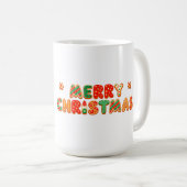 サンタ帽をかぶった元気な漫画の犬 コーヒーマグカップ (正面右)