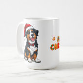サンタ帽をかぶった元気な漫画の犬 コーヒーマグカップ (正面左)