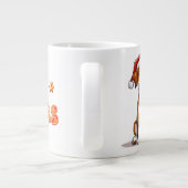 サンタ帽をかぶった元気な漫画の犬 ジャンボコーヒーマグカップ (裏面)