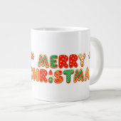 サンタ帽をかぶった元気な漫画の犬 ジャンボコーヒーマグカップ (正面右)