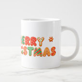 サンタ帽をかぶった元気な漫画の犬 ジャンボコーヒーマグカップ (右)