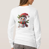 サンタ帽をかぶった元気な雪だるま Tシャツ (裏面)