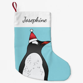 サンタ帽をかぶった可愛いGentooペンギン スモールクリスマスストッキング