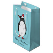 サンタ帽をかぶった可愛いGentooペンギン スモールペーパーバッグ (正面アングル)
