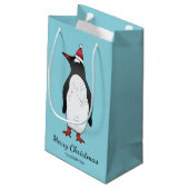 サンタ帽をかぶった可愛いGentooペンギン スモールペーパーバッグ (裏面アングル)