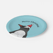 サンタ帽をかぶった可愛いGentooペンギン ペーパープレート (アングル)