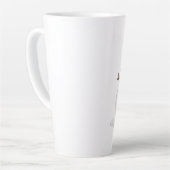 サンタ帽をかぶった幸せな雪だるま カフェラテマグ (左アングル)