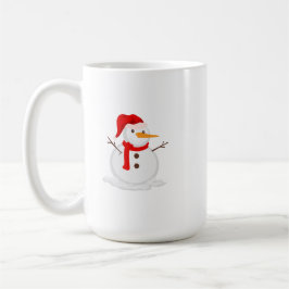 サンタ帽をかぶった幸せな雪だるま コーヒーマグカップ