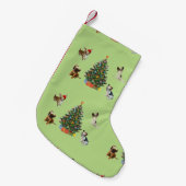 サンタ帽をかぶった犬 スモールクリスマスストッキング (正面 (吊り時))