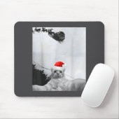 サンタ帽をかぶった猫の自撮りが面白いクリスマス マウスパッド (マウス)