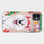 サンタ帽をかぶった白犬 Case-Mate iPhoneケース (裏面(横))
