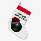サンタ帽をかぶった芝生鉢 スモールクリスマスストッキング (正面 (吊り時))
