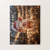 サンタ帽をかぶった豚 ジグソーパズル (縦)