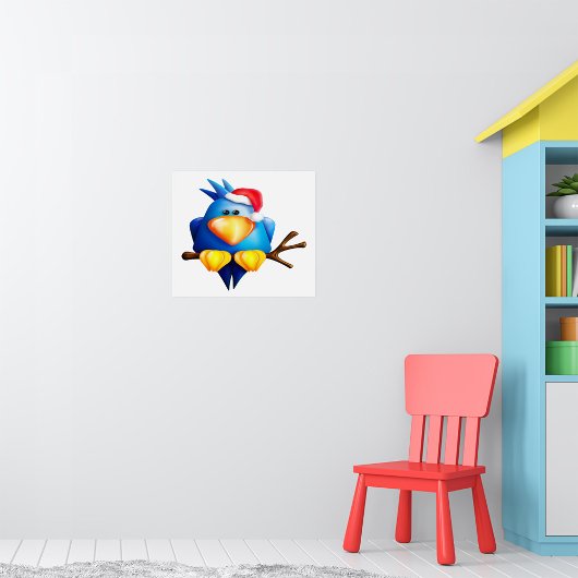 サンタ帽をかぶった鳥 ポスター