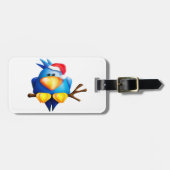 サンタ帽をかぶった鳥 ラゲッジタグ (正面横)