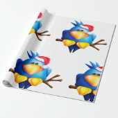 サンタ帽をかぶった鳥 ラッピングペーパー (アンロールド)