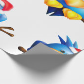 サンタ帽をかぶった鳥 ラッピングペーパー