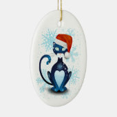サンタ帽をかぶった黒猫 セラミックオーナメント (右)