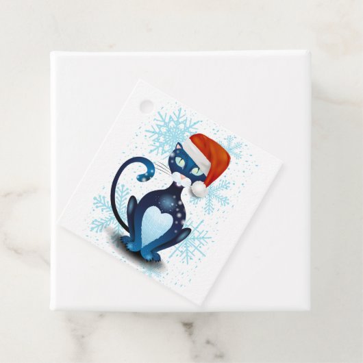 サンタ帽をかぶった黒猫 フェイバータグ (インサイチュ)