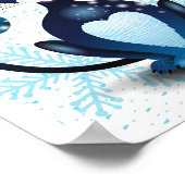 サンタ帽をかぶった黒猫 ポスター (角)