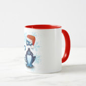 サンタ帽をかぶった黒猫 マグカップ (正面右)