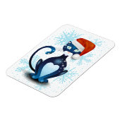 サンタ帽をかぶった黒猫 マグネット (左側)