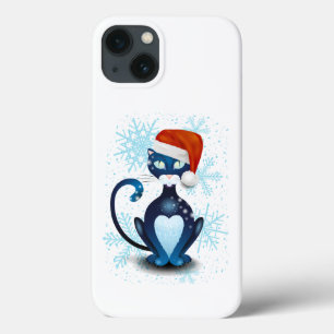 サンタ帽をかぶった黒猫 iPhone 13ケース