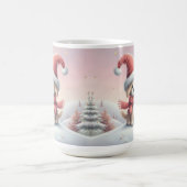 サンタ帽を被ったかわいいクリスマスの子犬 コーヒーマグカップ (中央)