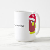 サンタ帽を被ったキャラクターのニワトリ コーヒーマグカップ (正面右)