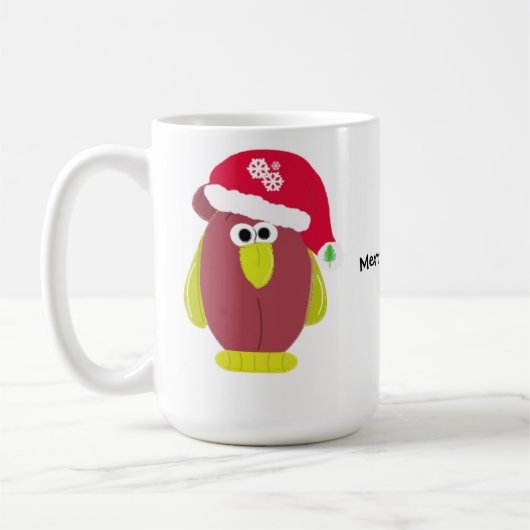 サンタ帽を被ったキャラクターのニワトリ コーヒーマグカップ (左)