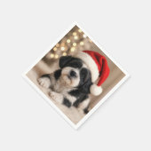 サンタ帽を被ったクリスマスの柴犬 スタンダードカクテルナプキン (角)