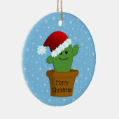 サンタ帽を被ったクリスマスカクタス セラミックオーナメント (右)
