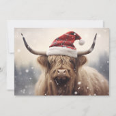 サンタ帽を被った牛のホリデー・クリスマス シーズンカード (正面)