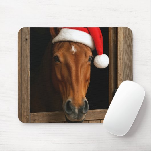 サンタ帽を被った馬 マウスパッド (マウス)