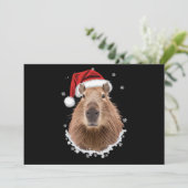 サンタ帽カピバラのクリスマススノーイーデザイン シーズンカード (スタンド正面)