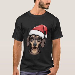 サンタ帽ダックスフンド 犬好き メンズ レディース キッズ クリスマス Tシャツ