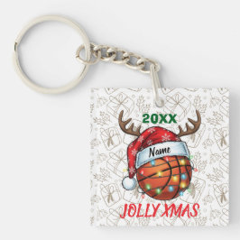 サンタ帽バスケットボールトナカイ クリスマス 楽しい スポーツ キーホルダー