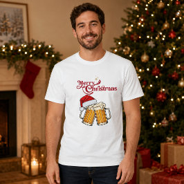 サンタ帽ビールマグ メリークリスマス Tシャツ