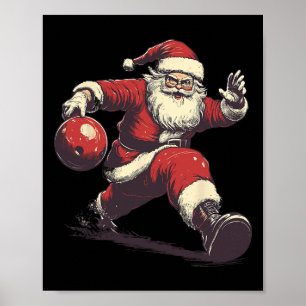 サンタ帽ボウラーおもしろクリスマスXmas ボウリング ポスター
