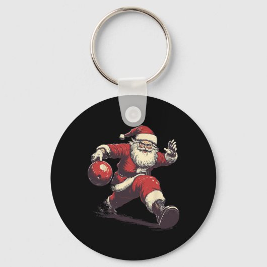 サンタ帽ボウラーおもしろクリスマスXmas P キーホルダー (正面)