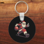 サンタ帽ボウラーおもしろクリスマスXmas P キーホルダー (正面)
