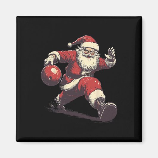 サンタ帽ボウリング選手 クリスマス ボウリング マグネット (正面)