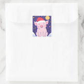 サンタ帽子とクリスマスピグレット スクエアシール (バッグ)